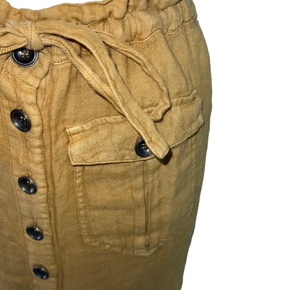 Free People Womens Skirt Size XS Brown Straight To The Point Midi Pure Linen